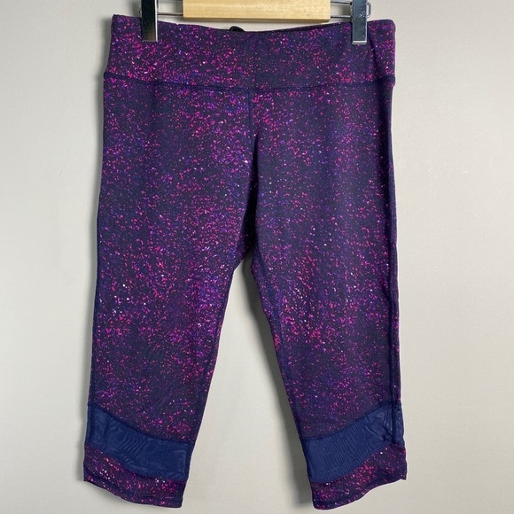 Tuff Athletics Women's Purple / Pink Splatter Pattern Yoga Capri Legging Pants M - Picture 1 of 12
